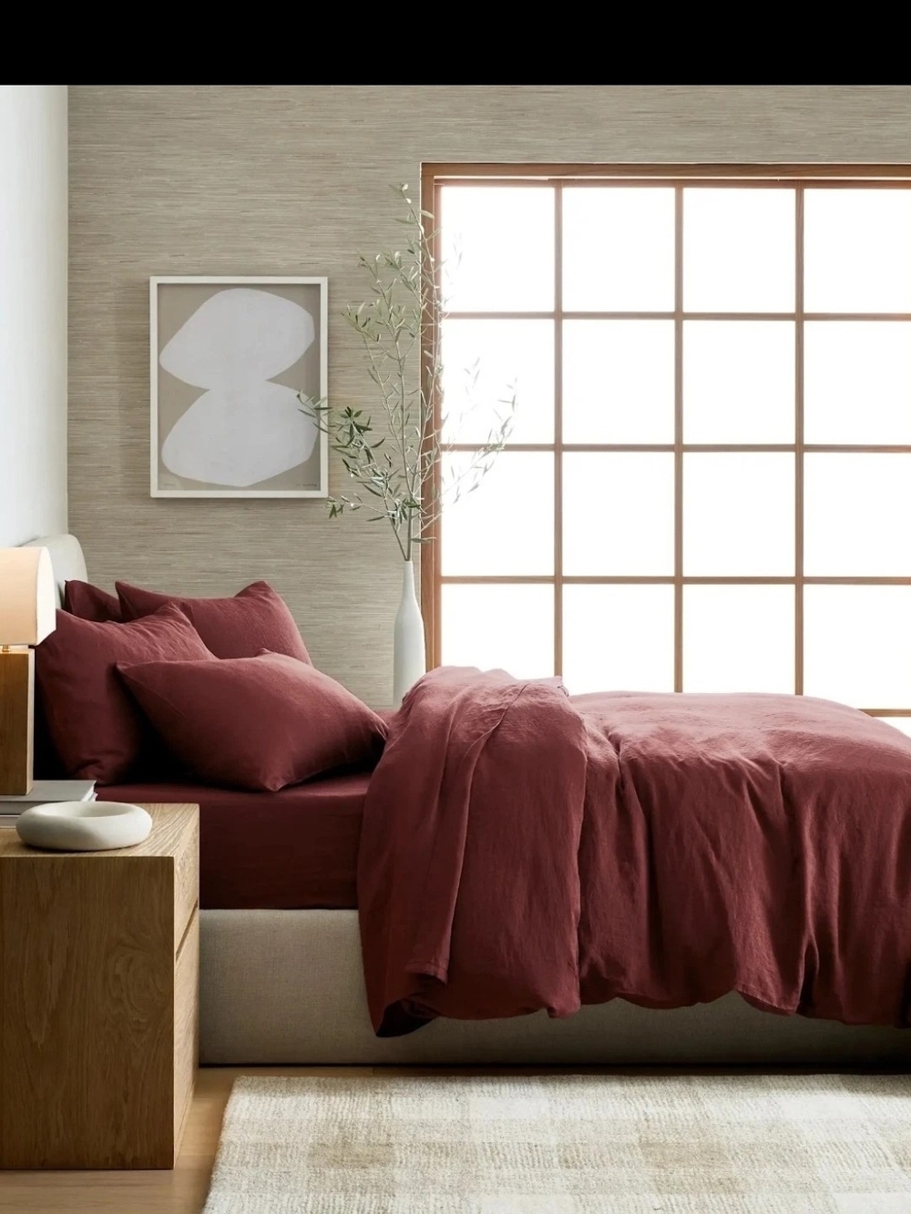 QUINCE European Linen Duvet, King Cal King Burgundy, $235 Msrp